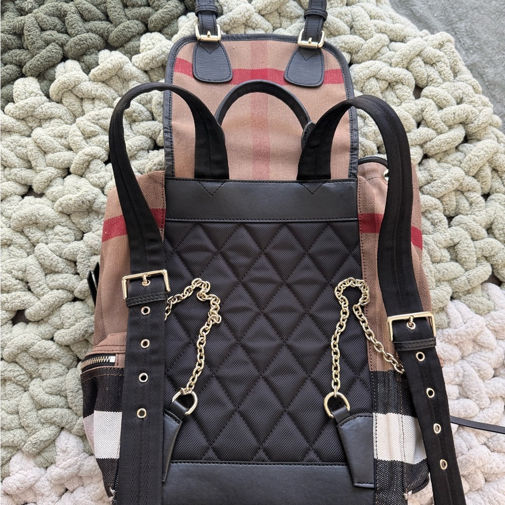Burberry Brown Black and Red Canvas Drawstring Backpack - Picture 12 of 15